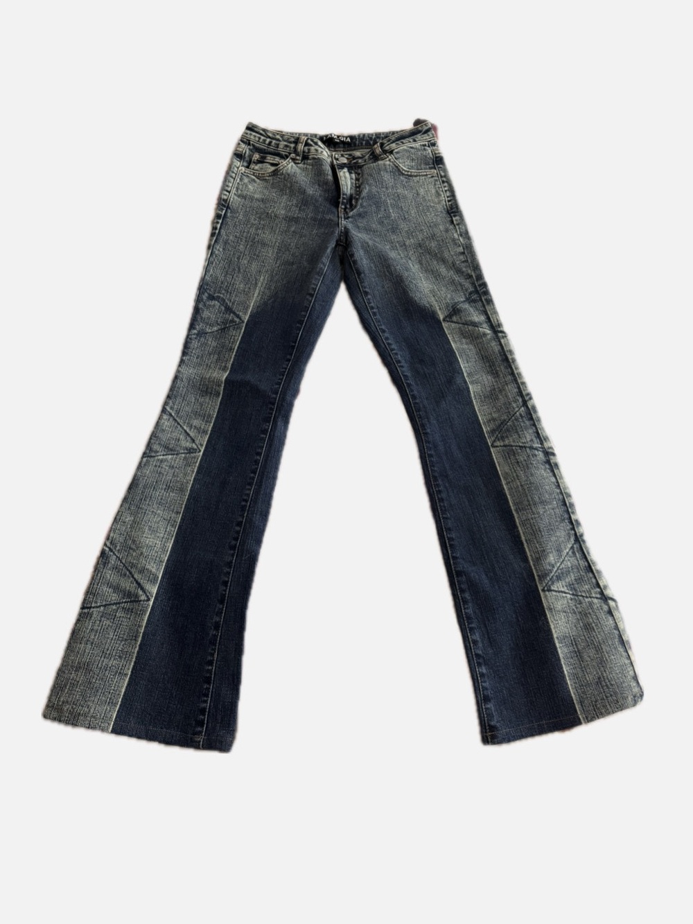I.AM.GIA Two-Tone Flare Jeans in Dark & Light Blue